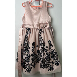 Jayne Copeland Girls Formal Dress Size 6 Pink black Embroidered Party Tulle A18